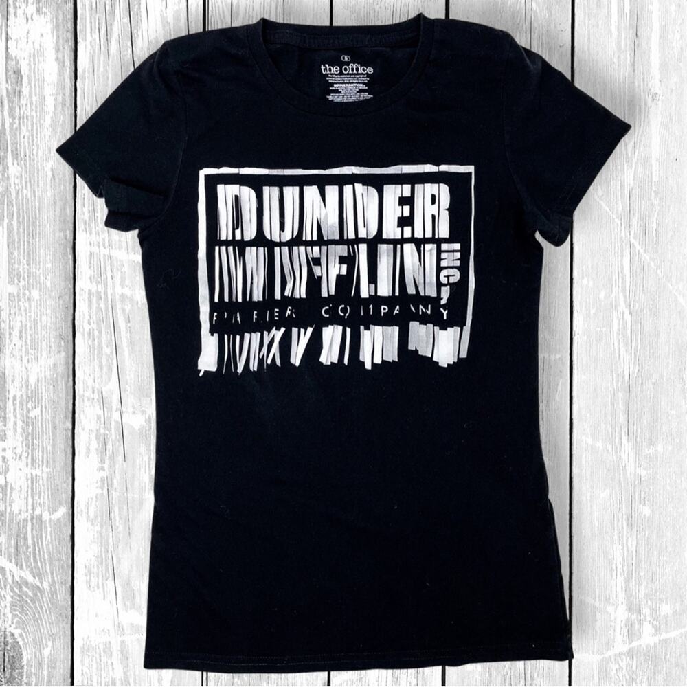 Dunder Mifflin The Office logo graphic tee black womens small NWOT